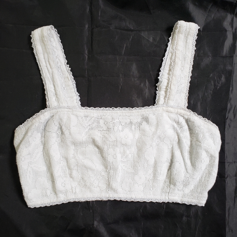 AE Womens White Lace Cropped Tank Top Size Small